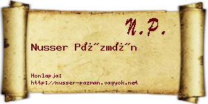Nusser Pázmán névjegykártya